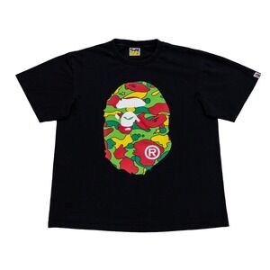 BAPE‎ A Bathing Ape Sta Camo Ape Head T-Shirt Black Men's XL Japan Rare